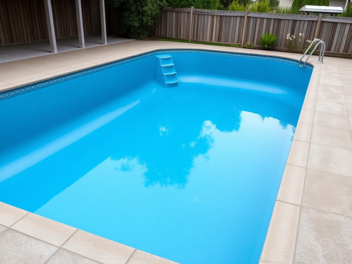 Pool relined in fibreglass with a glossy aqua gelcoat finish